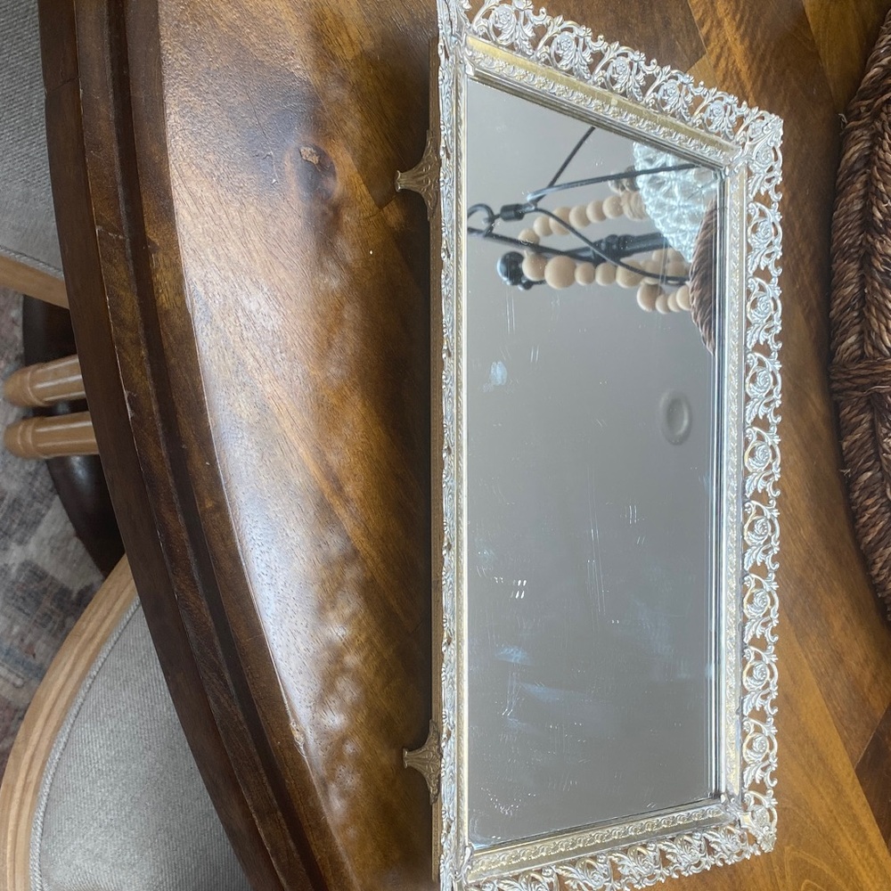 Elegant Brass Framed Tray/Wall Mirror